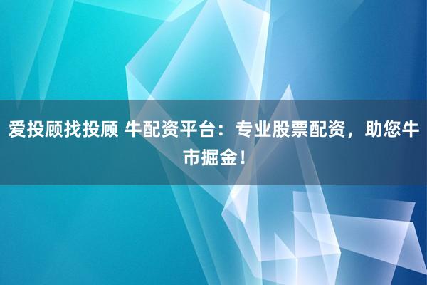 爱投顾找投顾 牛配资平台：专业股票配资，助您牛市掘金！